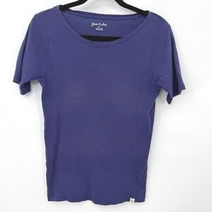 Yarn and Sea Tee Women M Blue Crew Neck Basic Casual Coastal Cotton Comfort